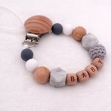 Load image into Gallery viewer, Handmade Free Personalized Silicone Wood Pacifier Clip