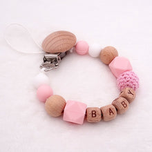 Load image into Gallery viewer, Handmade Free Personalized Silicone Wood Pacifier Clip