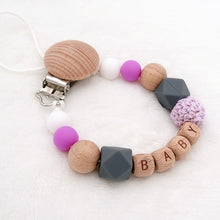 Load image into Gallery viewer, Handmade Free Personalized Silicone Wood Pacifier Clip