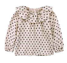 Load image into Gallery viewer, 2020 Ruffle Sleeves Cotton Dot Top T-shirt Baby Girl Solid Long Sleeve T Shirt Kids O-neck Toddler Shirts Autumn Girls T Shirts