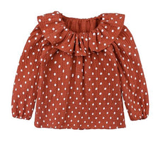 Load image into Gallery viewer, 2020 Ruffle Sleeves Cotton Dot Top T-shirt Baby Girl Solid Long Sleeve T Shirt Kids O-neck Toddler Shirts Autumn Girls T Shirts
