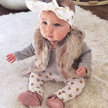 Load image into Gallery viewer, Girls Cotton T-Shirt + Pants + Headband