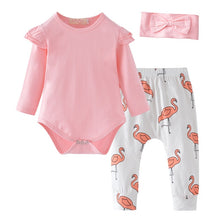 Load image into Gallery viewer, Girls Cotton T-Shirt + Pants + Headband