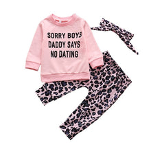 Load image into Gallery viewer, Girls Cotton T-Shirt + Pants + Headband