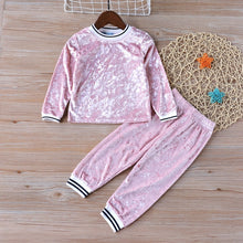 Load image into Gallery viewer, Clothing Sets - Velvet Long Sleeved Top + Pants
