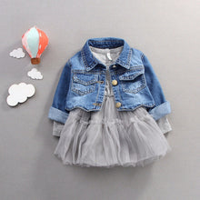Load image into Gallery viewer, Long Sleeve Denim Jacket + Lace Tutu Dress