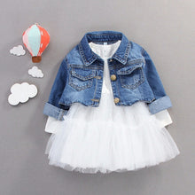 Load image into Gallery viewer, Long Sleeve Denim Jacket + Lace Tutu Dress