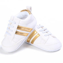 Load image into Gallery viewer, Newborn Two Striped Soft Sole Sneakers