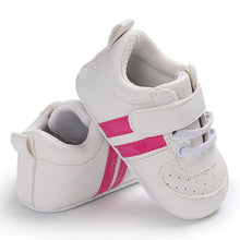 Load image into Gallery viewer, Newborn Two Striped Soft Sole Sneakers