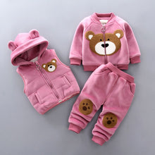Load image into Gallery viewer, Thick & Warm Three Piece Bear & Fox Outfit