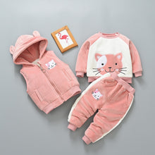 Load image into Gallery viewer, Thick & Warm Three Piece Bear & Fox Outfit