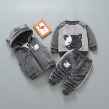 Load image into Gallery viewer, Thick & Warm Three Piece Bear & Fox Outfit