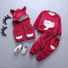 Load image into Gallery viewer, Thick & Warm Three Piece Bear & Fox Outfit