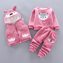 Load image into Gallery viewer, Thick & Warm Three Piece Bear & Fox Outfit