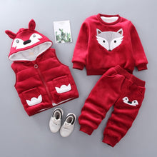 Load image into Gallery viewer, Thick & Warm Three Piece Bear & Fox Outfit