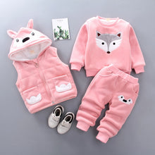 Load image into Gallery viewer, Thick & Warm Three Piece Bear & Fox Outfit