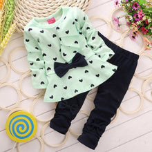 Load image into Gallery viewer, Girls 2 Piece Long Sleeve Dress Top + Long Pants