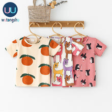 Load image into Gallery viewer, Boys Girls T-Shirts Short Sleeve Children's Tshirt Baby Girl Tops One Piece O-Neck Fashion Cartoon Casual Girl T Shirts Children