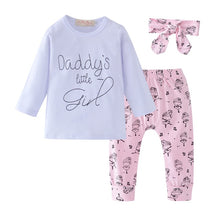 Load image into Gallery viewer, Girls Cotton T-Shirt + Pants + Headband
