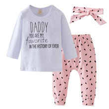 Load image into Gallery viewer, Girls Cotton T-Shirt + Pants + Headband
