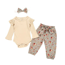 Load image into Gallery viewer, Girls Cotton T-Shirt + Pants + Headband
