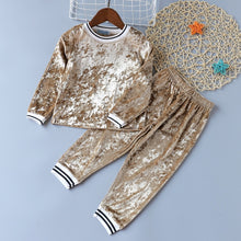 Load image into Gallery viewer, Clothing Sets - Velvet Long Sleeved Top + Pants
