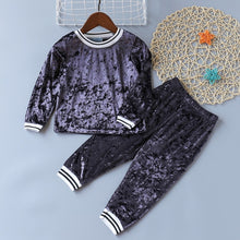 Load image into Gallery viewer, Clothing Sets - Velvet Long Sleeved Top + Pants
