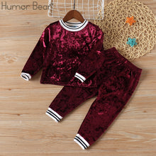 Load image into Gallery viewer, Clothing Sets - Velvet Long Sleeved Top + Pants
