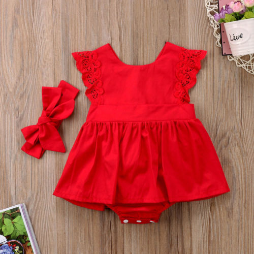 New Arrival Christmas Ruffle Red Lace Romper Dress Baby Girls Sister Princess Kids Xmas Party Dresses Cotton Newborn Costume