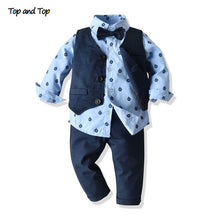 Load image into Gallery viewer, Baby Boys Gentleman Bow Tie Rompers + Vest + Pants Baby Set
