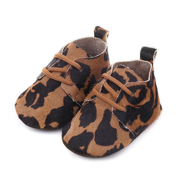 Leather Baby Shoes - Leopard Print