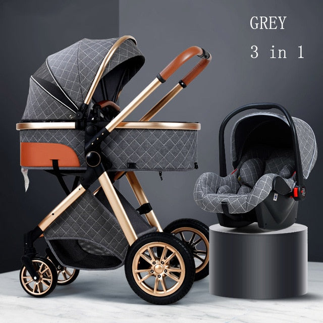 Luxury Baby Stroller - 3 in 1 Folding Carriage