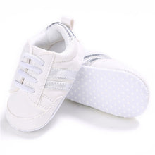 Load image into Gallery viewer, Newborn Two Striped Soft Sole Sneakers
