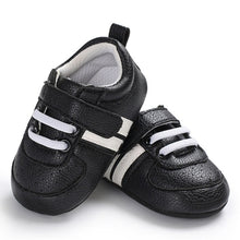 Load image into Gallery viewer, Newborn Two Striped Soft Sole Sneakers
