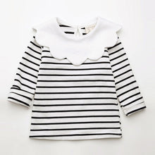 Load image into Gallery viewer, Spring Kids Girls T-shirt Children Long Sleeve Pan Collar Striped Tees Fashion Baby Girl O-Neck Blouse Tee Tops Lovely Clothes
