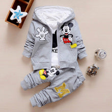 Load image into Gallery viewer, Cartoon Mickey Mouse Bear Hooded Coat + T-Shirt + Pant

