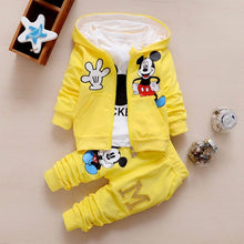 Load image into Gallery viewer, Cartoon Mickey Mouse Bear Hooded Coat + T-Shirt + Pant
