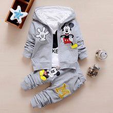 Load image into Gallery viewer, Cartoon Mickey Mouse Bear Hooded Coat + T-Shirt + Pant
