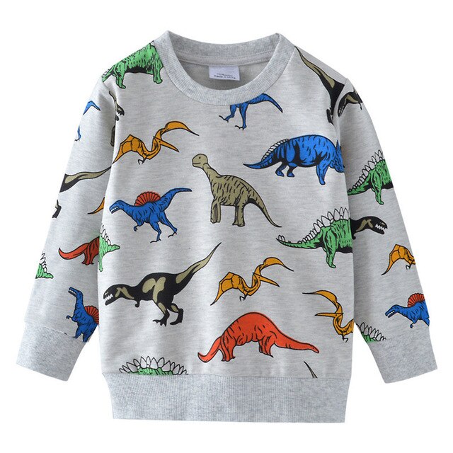 Jumping meters Kids dinosaurs sweatshirts cotton winter autumn baby boys girls t shirts all printed animals t shirts for boy kid